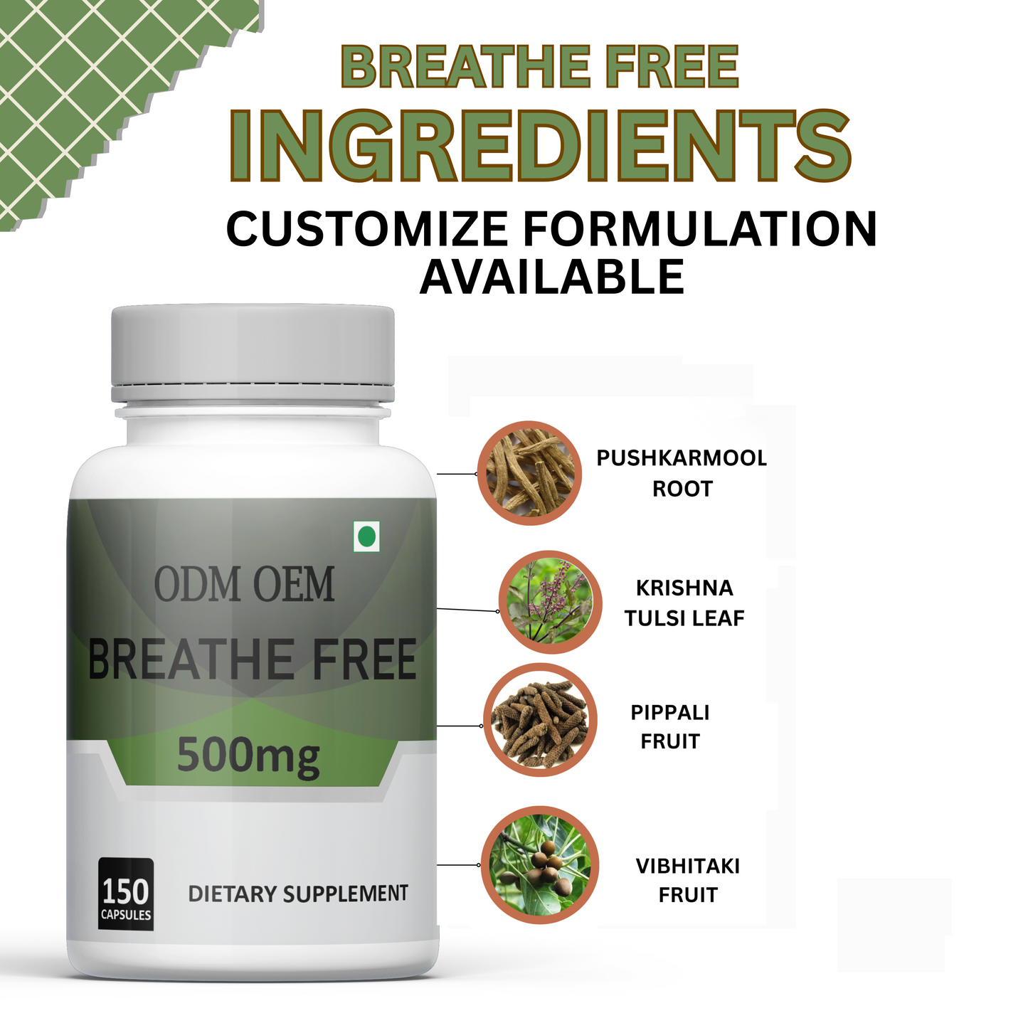 Breathe Free 500mg Capsules - Herbal Respiratory Support for Clear Breathing