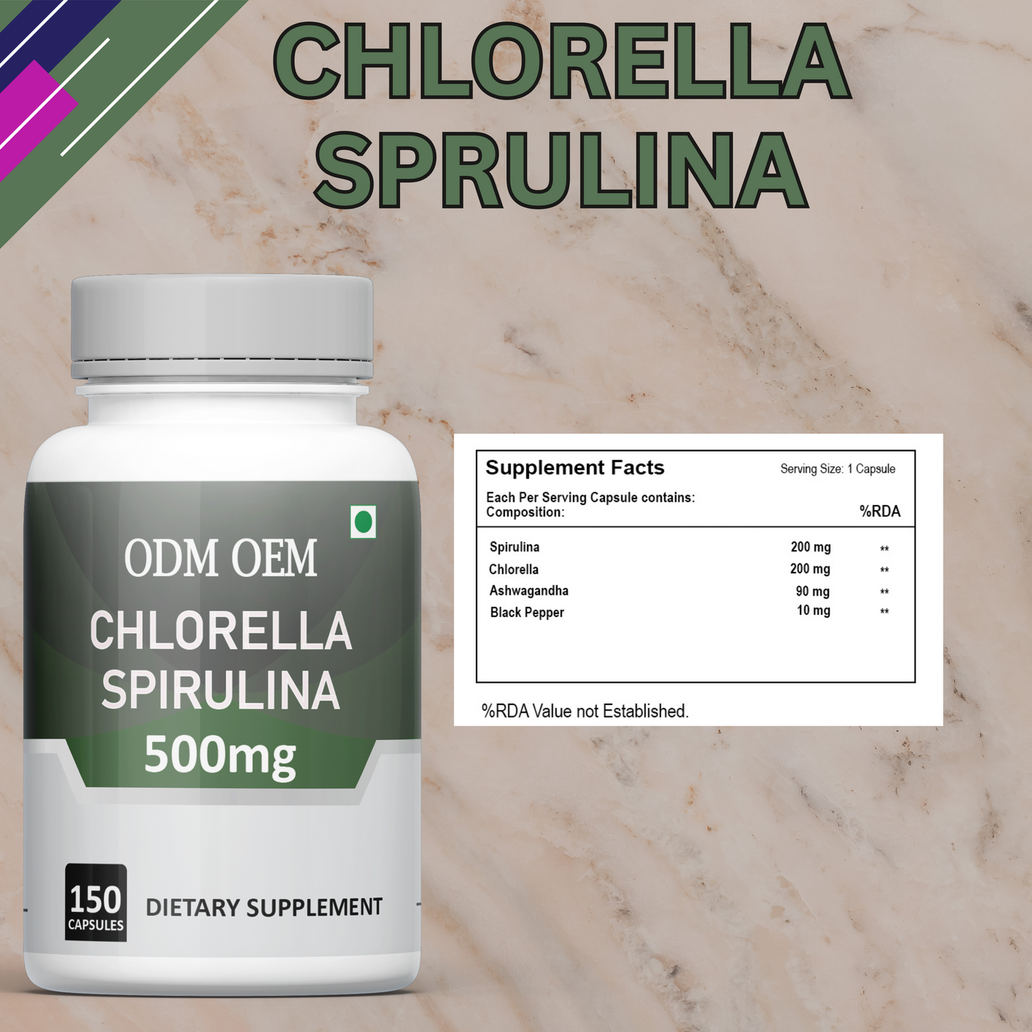 Chlorella Spirulina 300mg Capsules – Powerful Superfood Blend for Detox, Immune Support, and Energy Boost