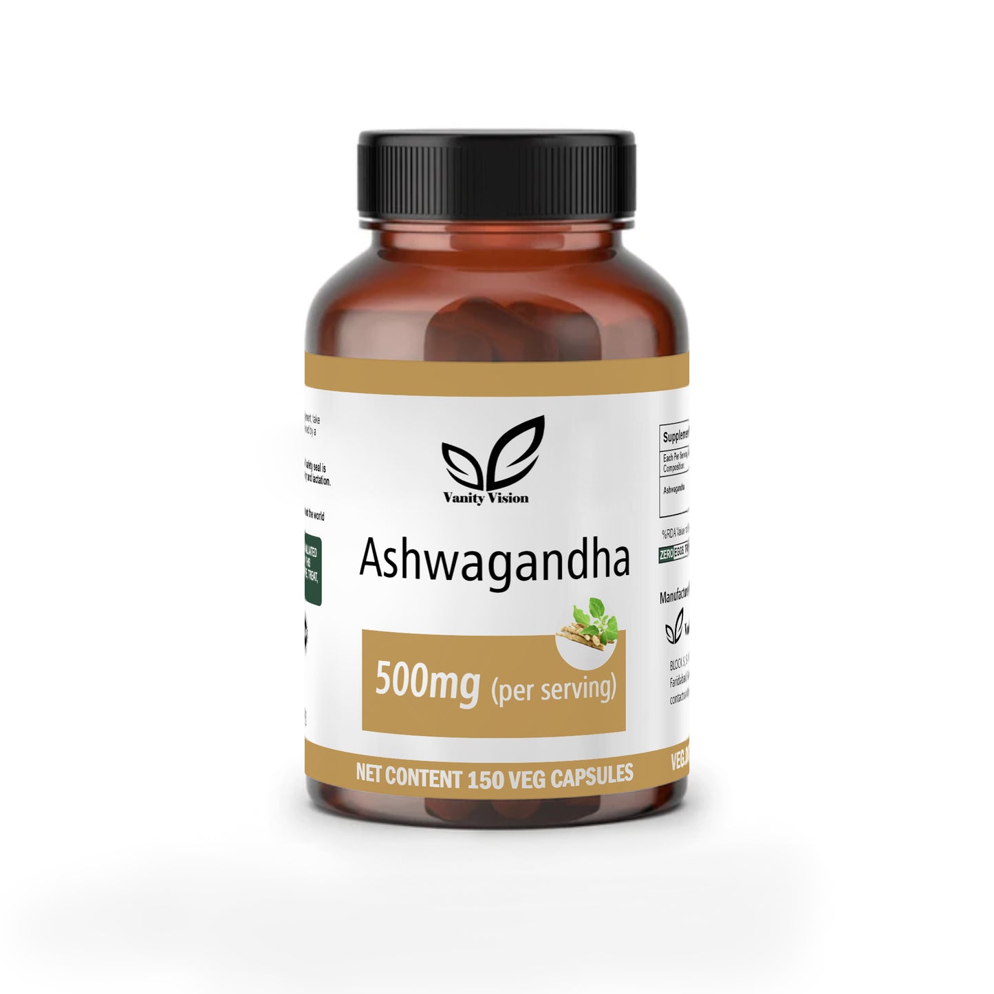 Ashwagandha 500mg Capsules - Natural Stress Relief, Vitality Boost