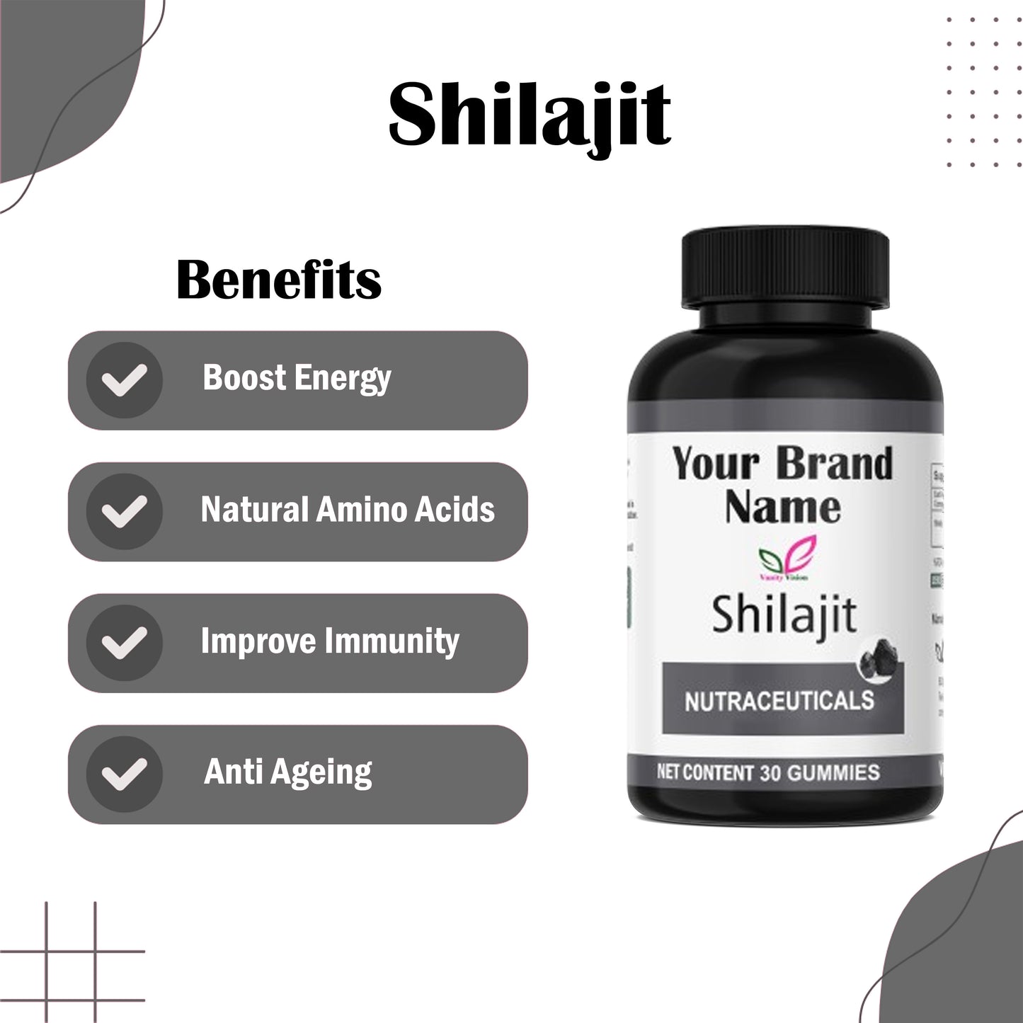 Shilajit Gummies 30 Count | Energy Stamina Support | Vanity Vision