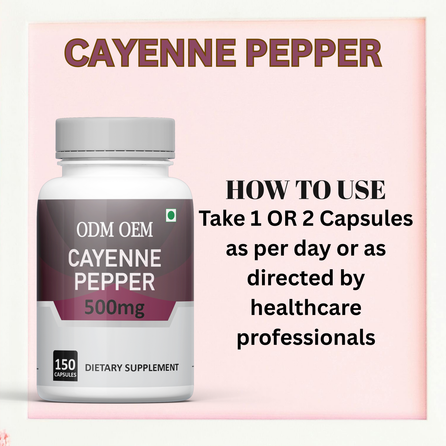 Cayenne Pepper 500mg Capsules – Natural Metabolism Booster, Digestive Support, and Circulatory Health