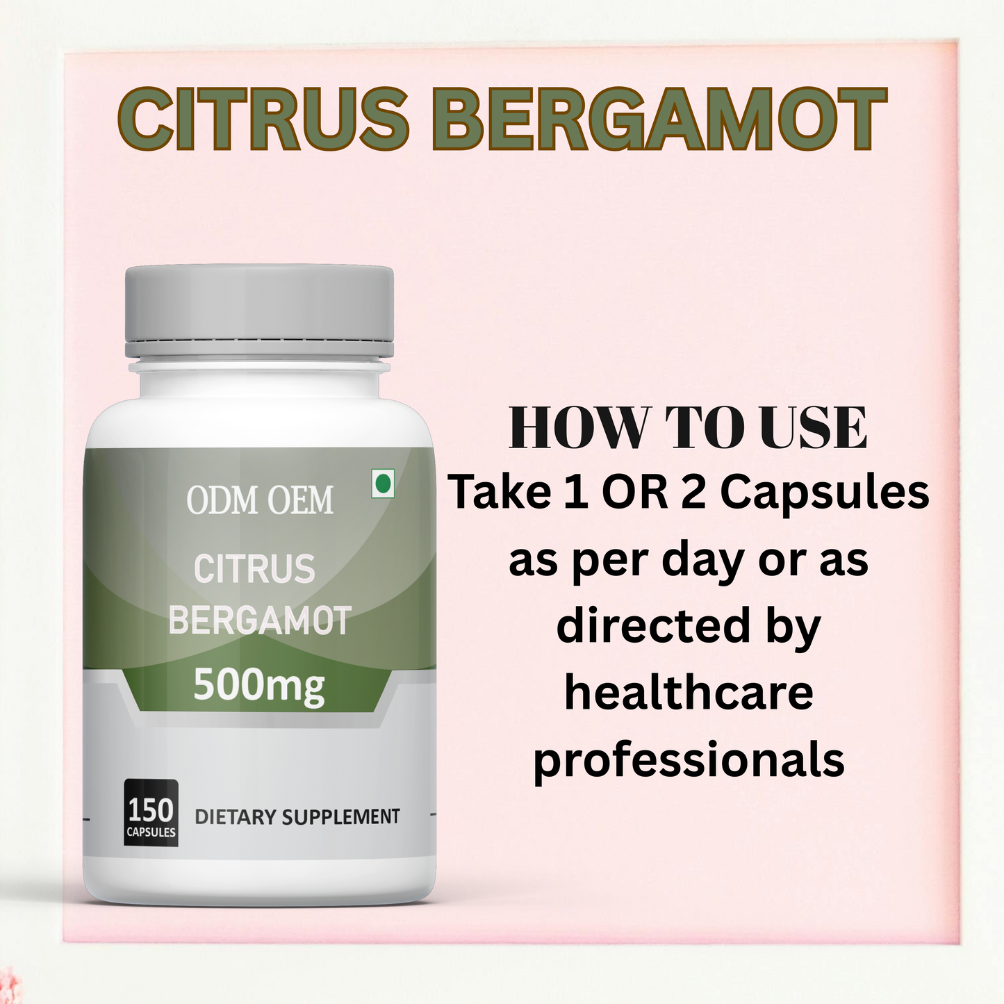 Citrus Bergamot 500mg  150 Capsules - Pure Citrus Bergamot Extract Supplement