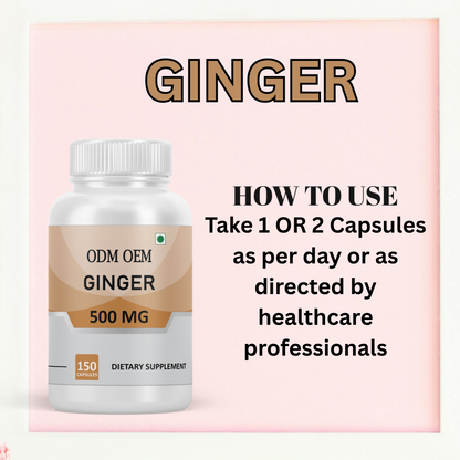 Ginger 500mg Capsules – Natural Digestive Support, Anti-Inflammatory, and Immune Booster