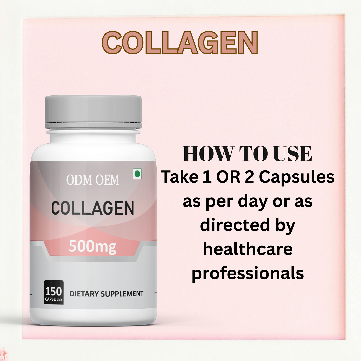 Collagen 500mg Capsules- Premium Supplement for Skin, Hair, Nails, and Joint Health