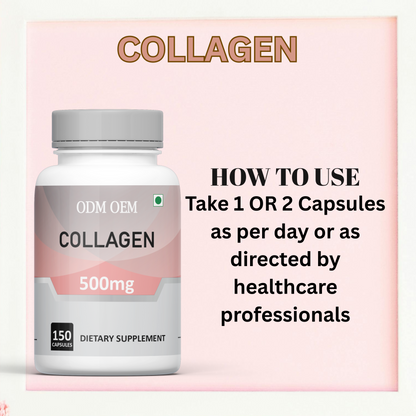 Collagen 500mg Capsules- Premium Supplement for Skin, Hair, Nails, and Joint Health