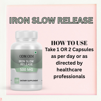 Iron Slow Release 500mg Capsules: Gentle and Effective Iron Supplement for Your Health