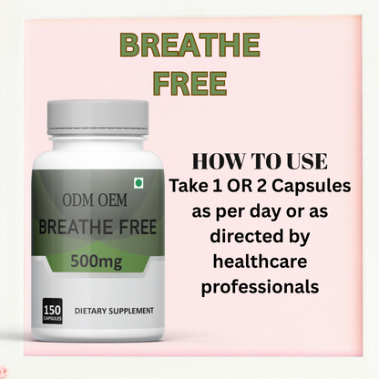 Breathe Free 500mg Capsules - Herbal Respiratory Support for Clear Breathing