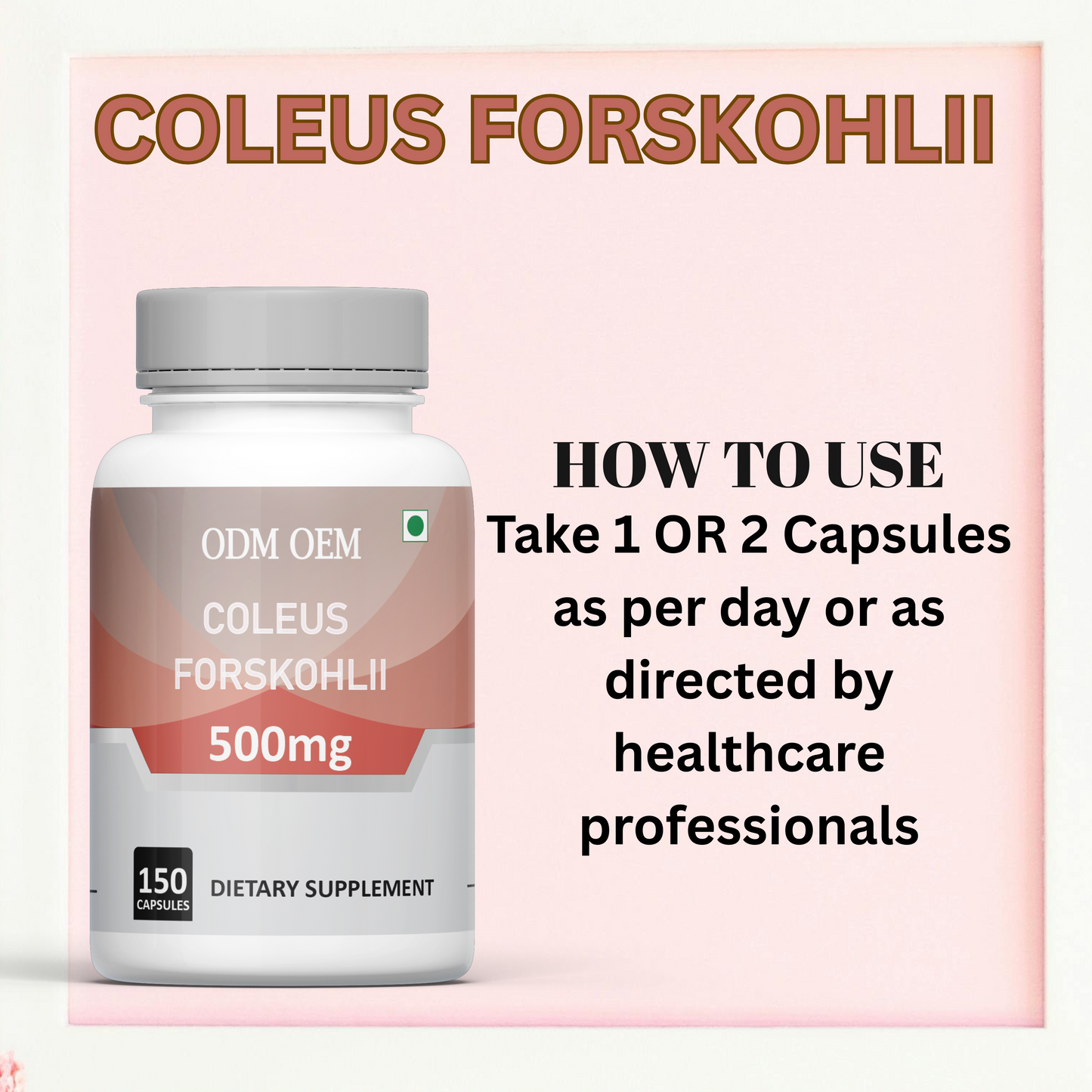 ODM OEM Coleus Forskohlii 500mg Capsules