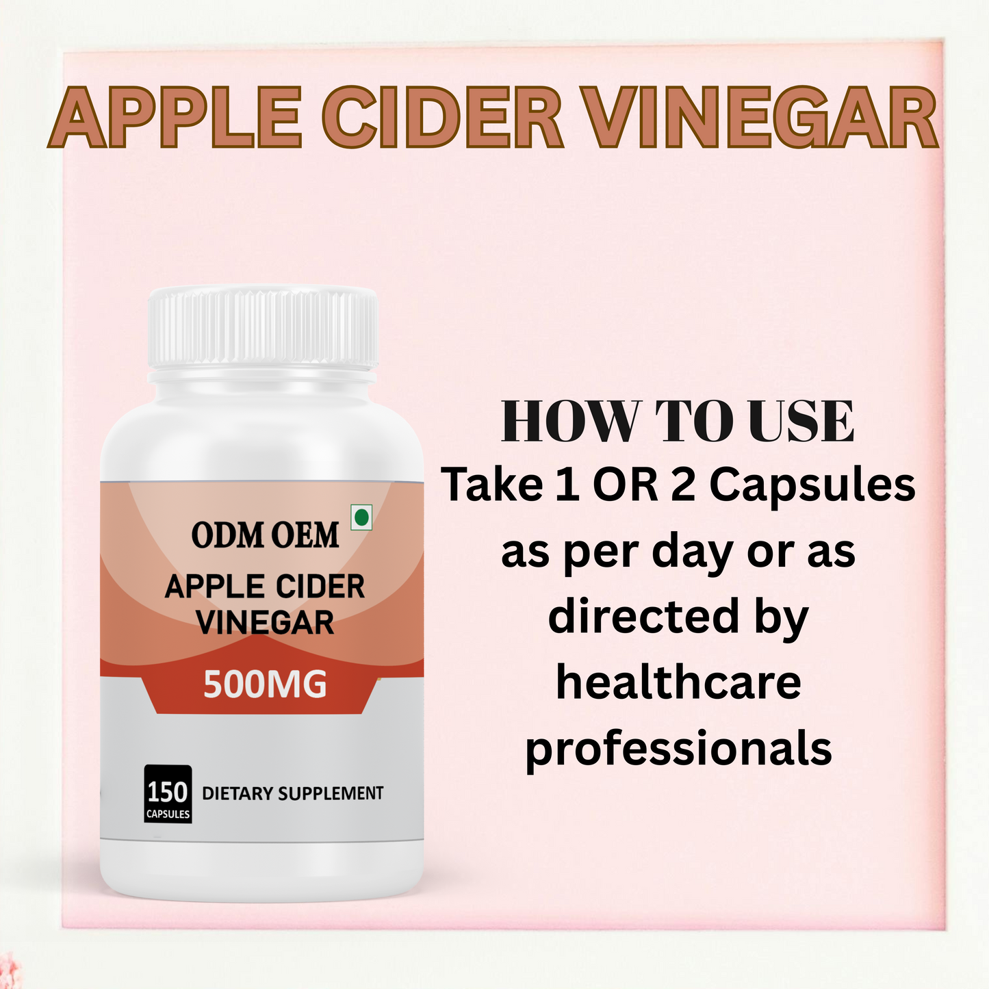 Apple Cider Vinegar 500mg Capsules – Natural Detox, Digestive Support, and Healthy Metabolism