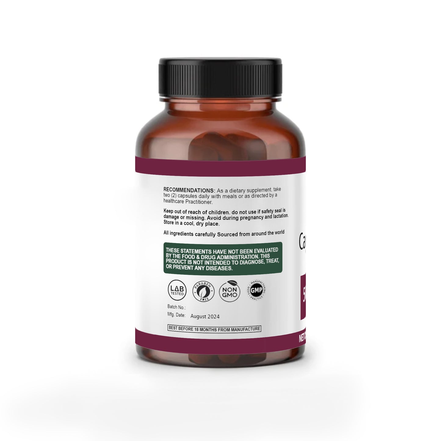 Cayenne Pepper 500mg Capsules – Natural Metabolism Booster, Digestive Support, and Circulatory Health