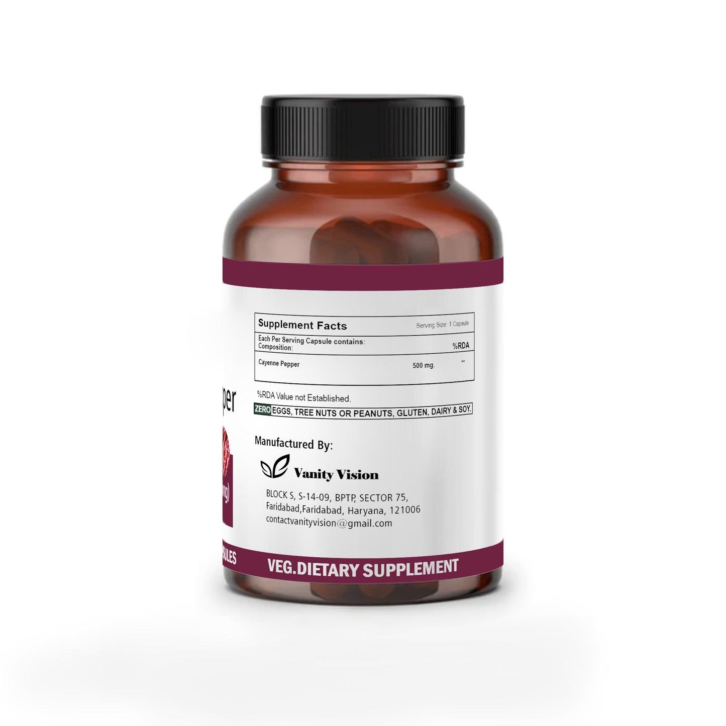 Cayenne Pepper 500mg Capsules – Natural Metabolism Booster, Digestive Support, and Circulatory Health