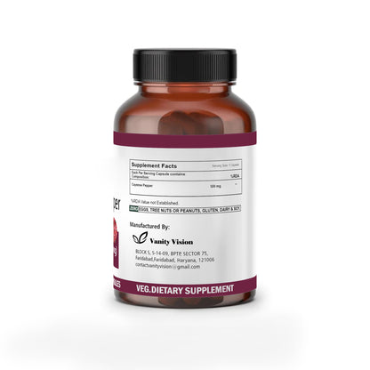 Cayenne Pepper 500mg Capsules – Natural Metabolism Booster, Digestive Support, and Circulatory Health