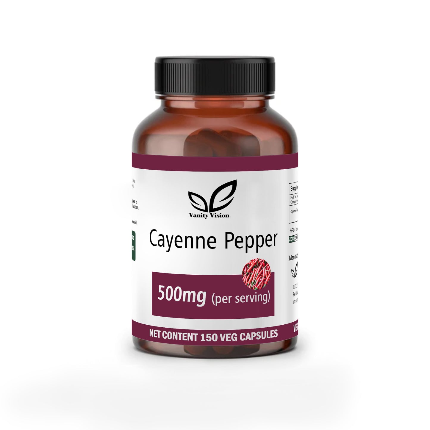 Cayenne Pepper 500mg Capsules – Natural Metabolism Booster, Digestive Support, and Circulatory Health