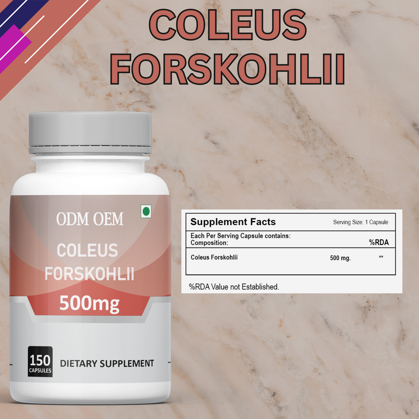 ODM OEM Coleus Forskohlii 500mg Capsules