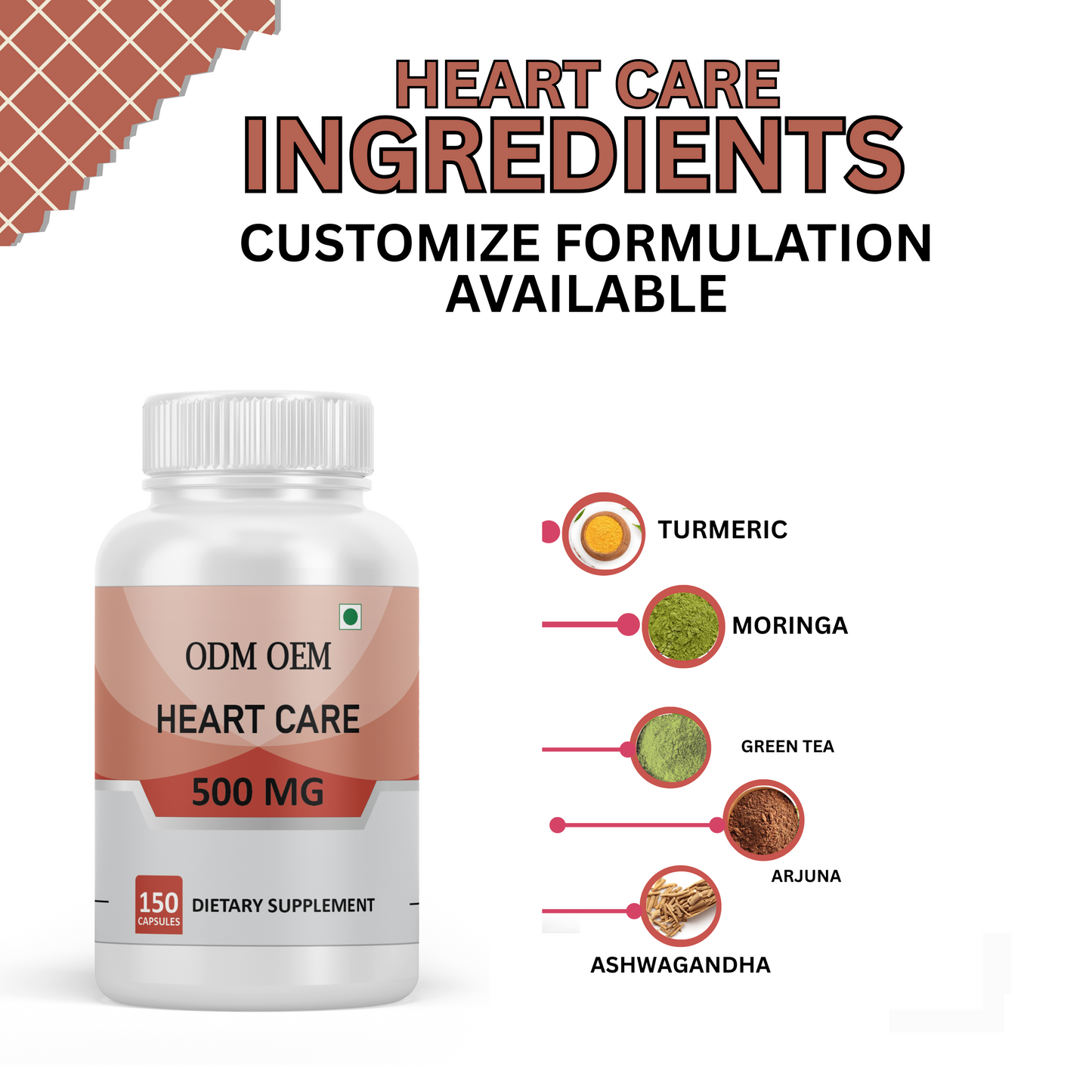 Heart Care 500mg Capsules –for Cardiovascular Health, Circulation, and Heart Function