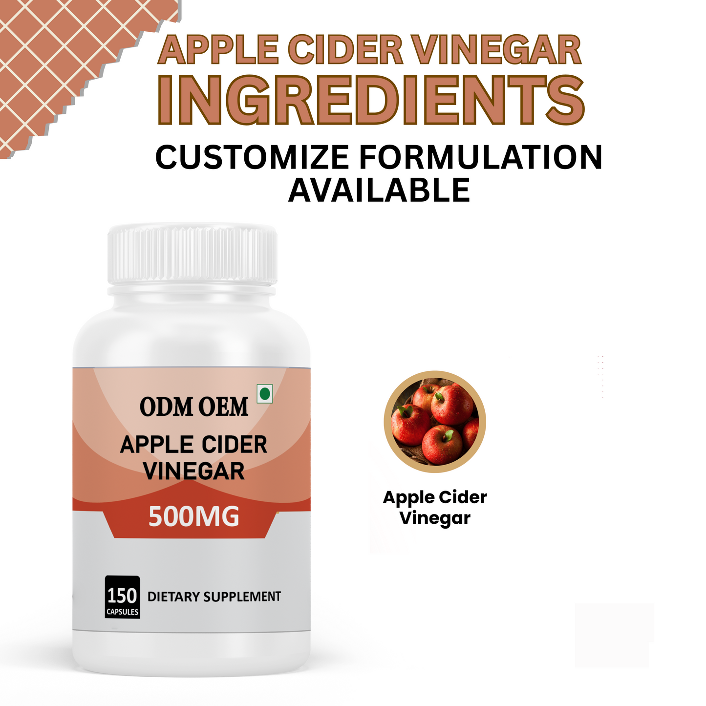 Apple Cider Vinegar 500mg Capsules – Natural Detox, Digestive Support, and Healthy Metabolism