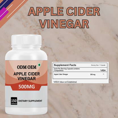 Apple Cider Vinegar 500mg Capsules – Natural Detox, Digestive Support, and Healthy Metabolism