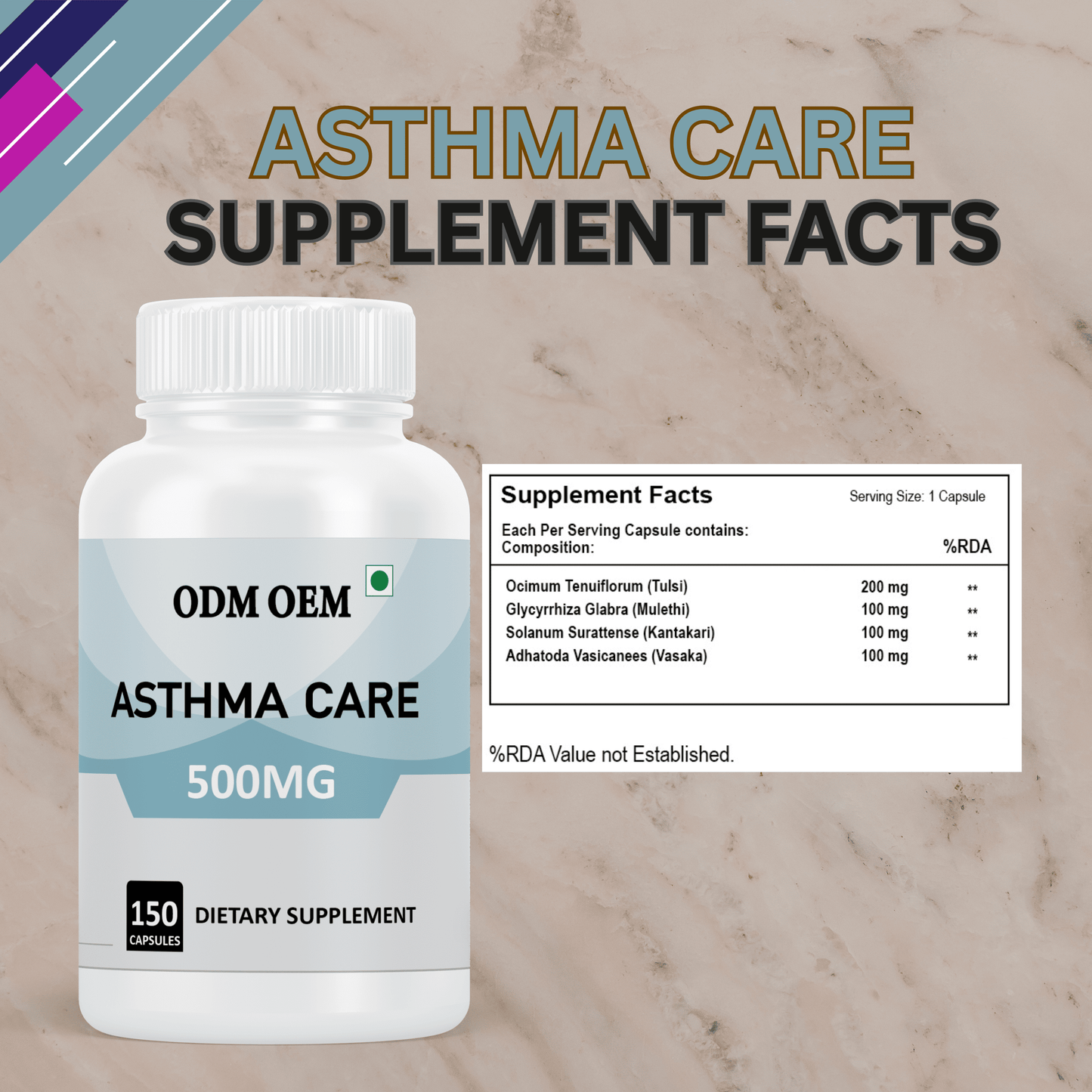 Asthma Care 500mg Capsules - Herbal Support for Respiratory Health