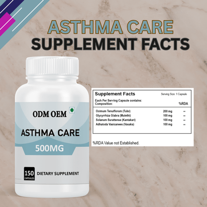 Asthma Care 500mg Capsules - Herbal Support for Respiratory Health