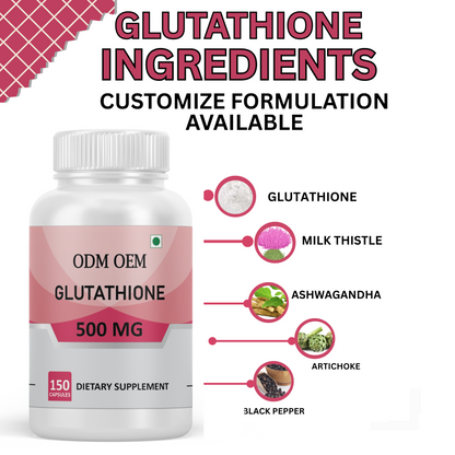 Glutathione 500mg - Antioxidant Support Supplement, 150 Capsules