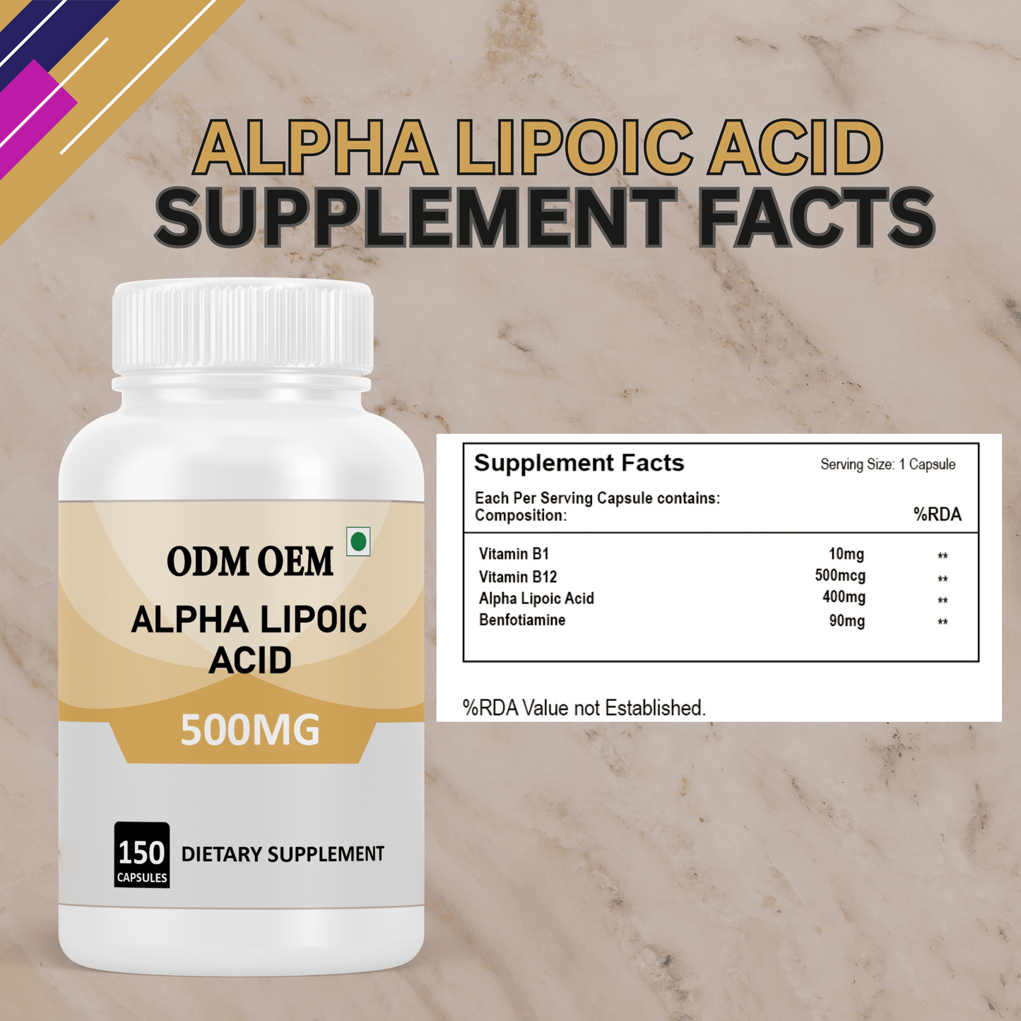 Alpha Lipoic Acid 500mg Capsules: Antioxidant-Rich Formula for General Wellness