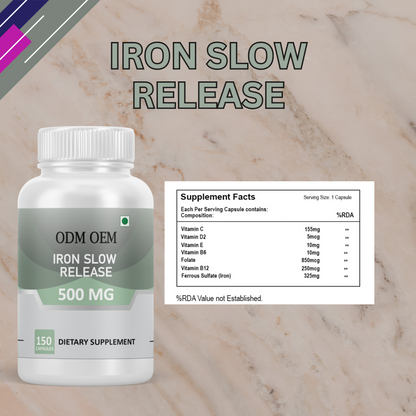 Iron Slow Release 500mg Capsules: Gentle and Effective Iron Supplement for Your Health