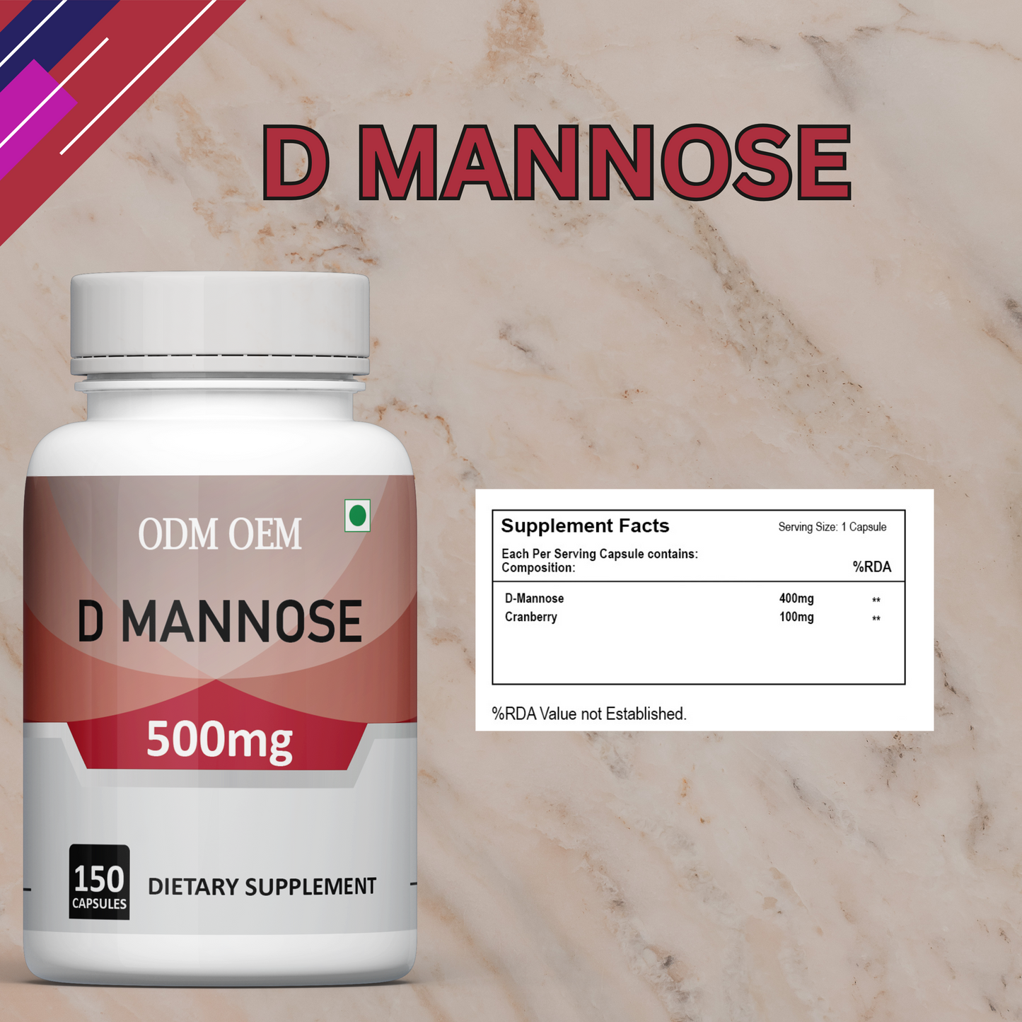 D-mannose 500mg -150 Capsules