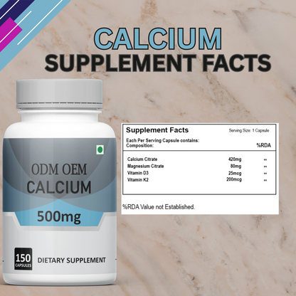 Calcium 500mg Capsules: Essential Mineral for Bone Health and General Wellness