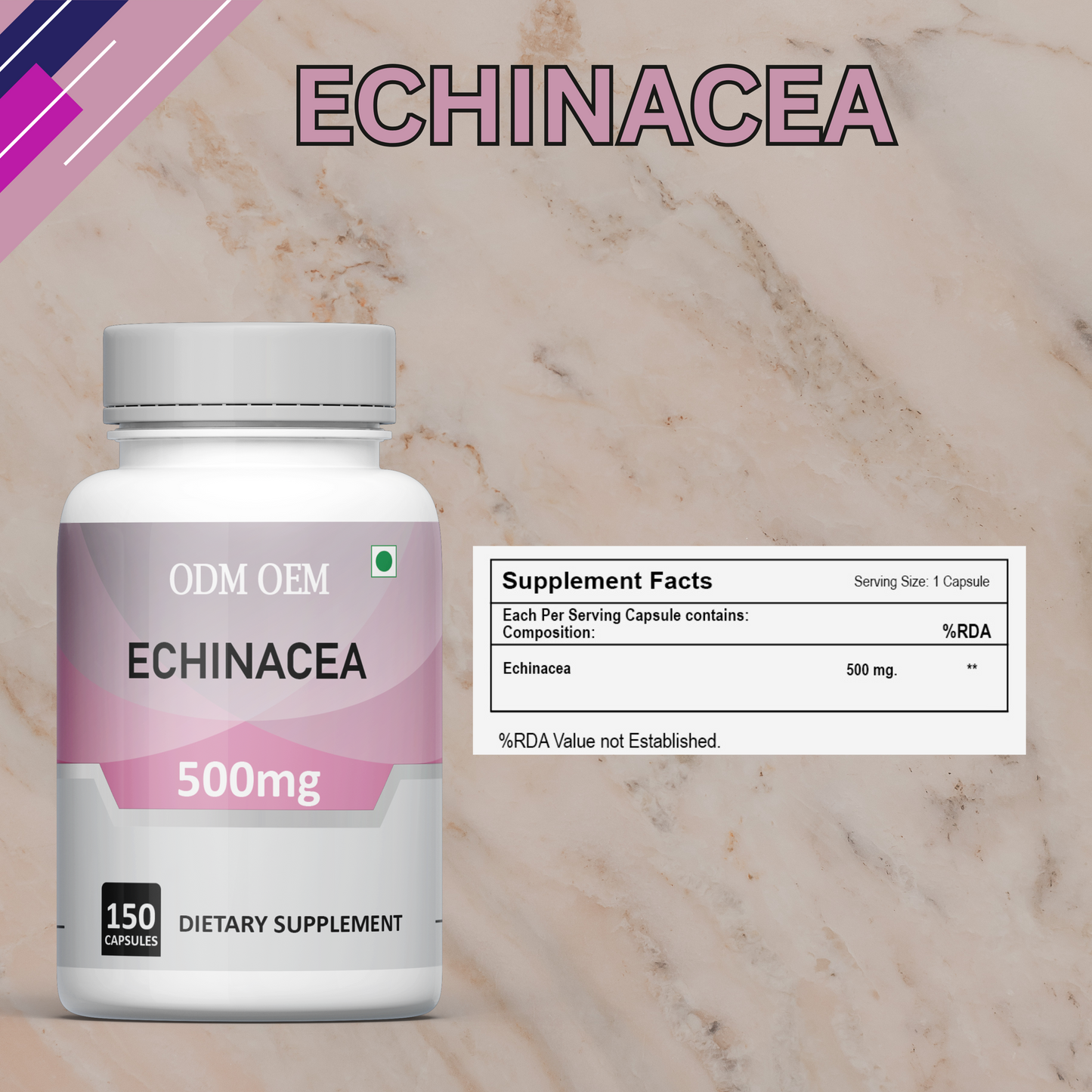 Echinacea 500mg Capsules – Natural Immune Support and Cold Relief