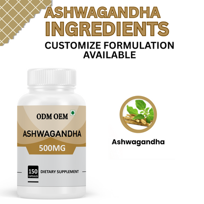 Ashwagandha 500mg Capsules - Natural Stress Relief, Vitality Boost