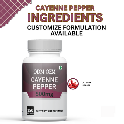 Cayenne Pepper 500mg Capsules – Natural Metabolism Booster, Digestive Support, and Circulatory Health