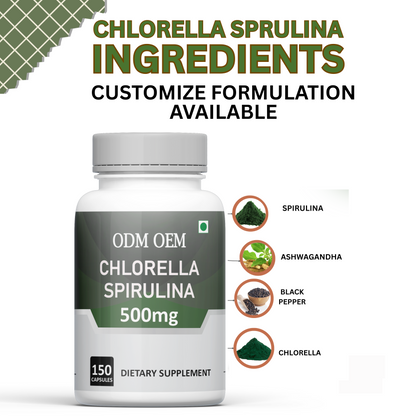 Chlorella Spirulina 300mg Capsules – Powerful Superfood Blend for Detox, Immune Support, and Energy Boost