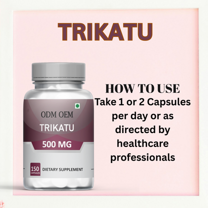 Trikatu 500mg Capsules: Herbal Formula for Digestive and Metabolic Wellness