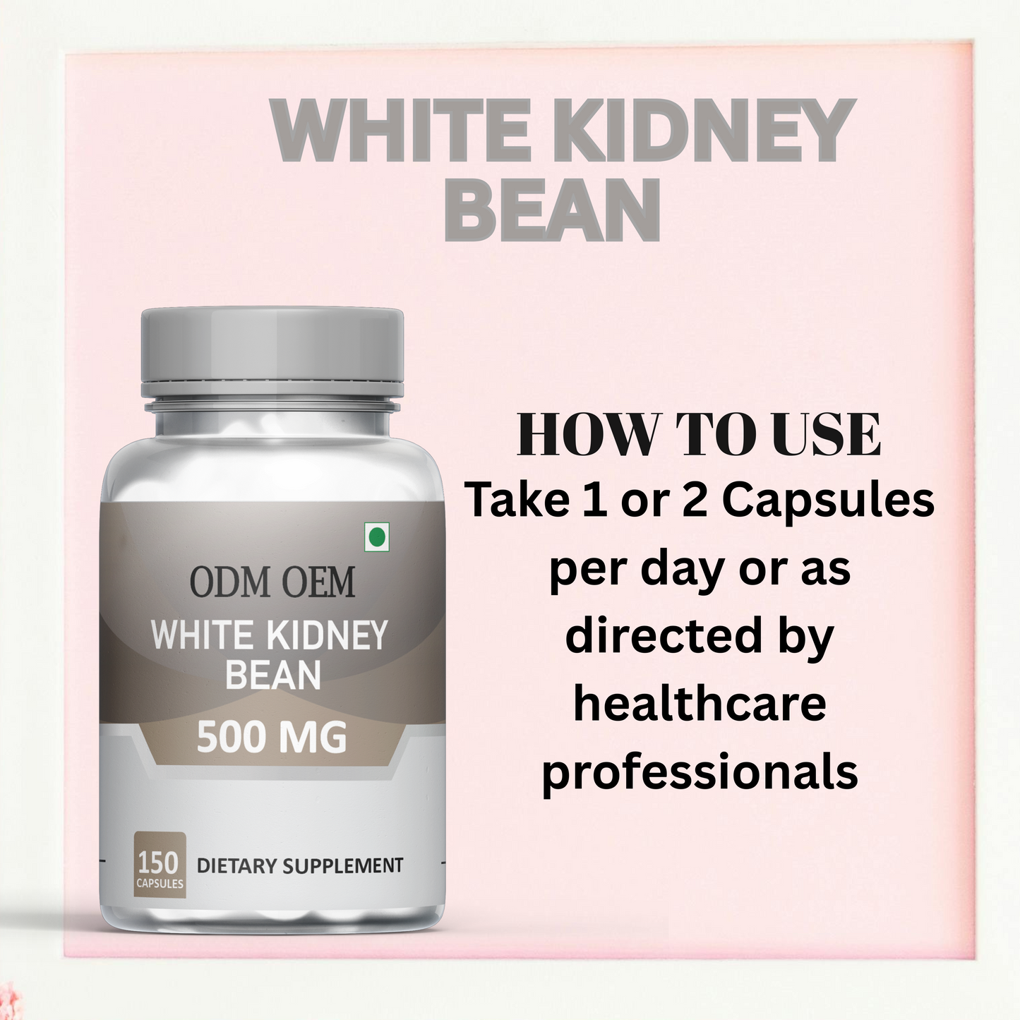 White Kidney Bean 500mg Capsules: Natural Supplement for Metabolism and Digestion