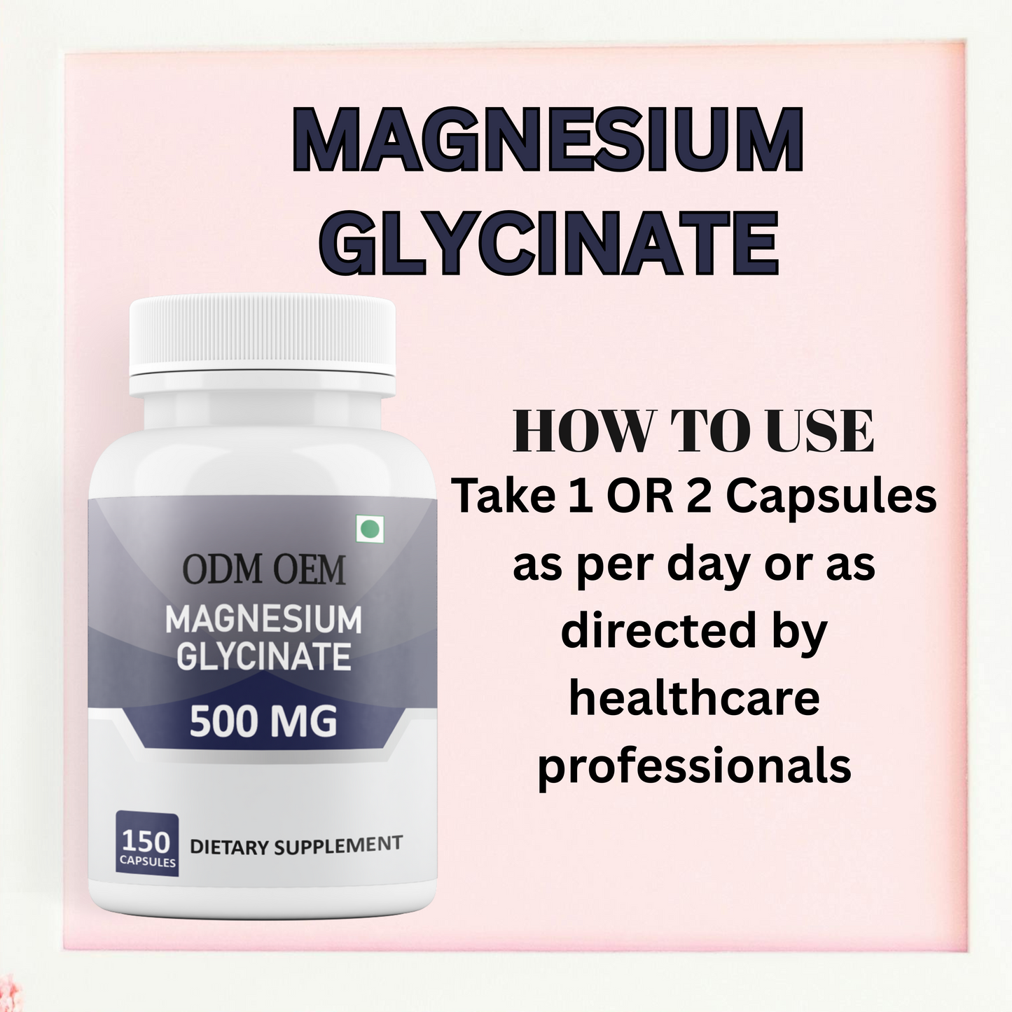 Magnesium Glycinate 500mg Capsules – Supports Muscle, Nerve & Bone Health