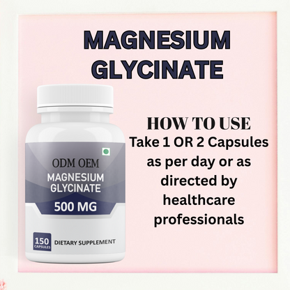 Magnesium Glycinate 500mg Capsules – Supports Muscle, Nerve & Bone Health
