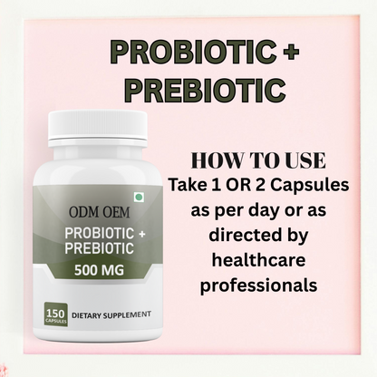 Probiotic + Prebiotic 500mg 150 Capsules – Supports Gut Health & Digestive Balance