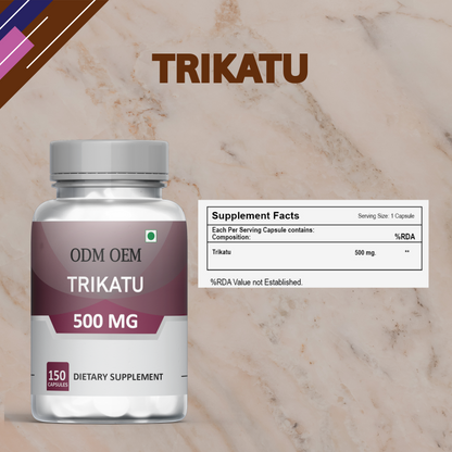 Trikatu 500mg Capsules: Herbal Formula for Digestive and Metabolic Wellness