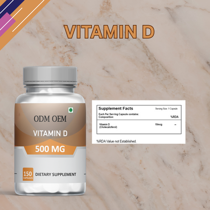 Vitamin D 10mcg Capsules – Supports Bone Health & Immune Function