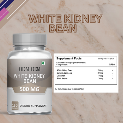 White Kidney Bean 500mg Capsules: Natural Supplement for Metabolism and Digestion