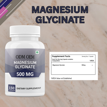 Magnesium Glycinate 500mg Capsules – Supports Muscle, Nerve & Bone Health