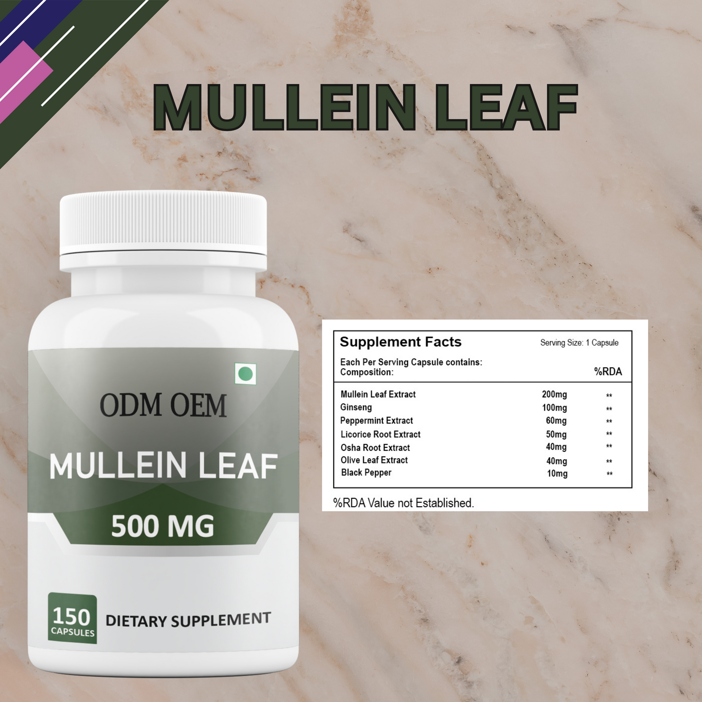 Mullein Leaf 500mg 150 Capsules – Supports Respiratory Health & Immune Function