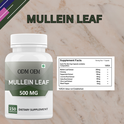 Mullein Leaf 500mg 150 Capsules – Supports Respiratory Health & Immune Function