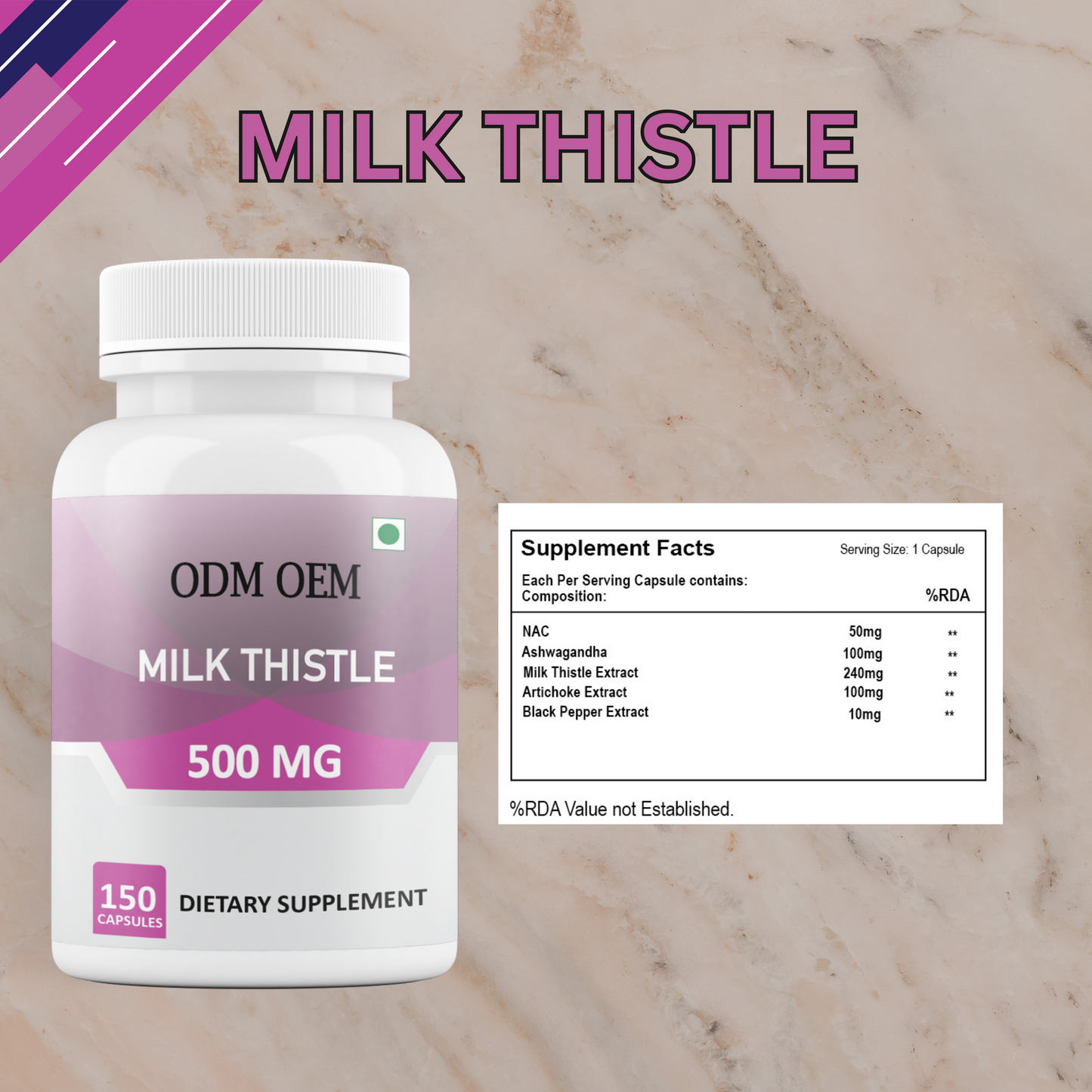 Milk Thistle 500mg - Standardized Extract for Liver Support, 150 Capsules