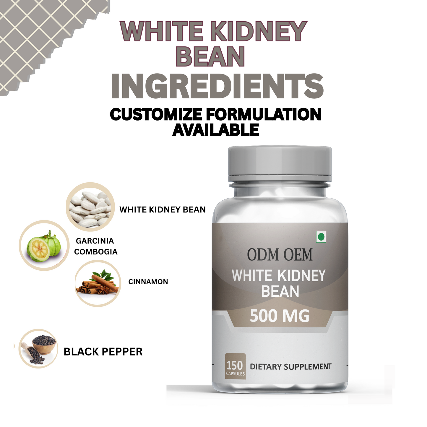 White Kidney Bean 500mg Capsules: Natural Supplement for Metabolism and Digestion