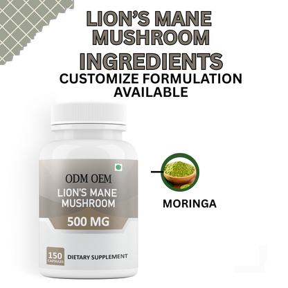 Lion's Mane Mushroom 500mg Capsules – Natural Cognitive Support, Mental Clarity, and Brain Health