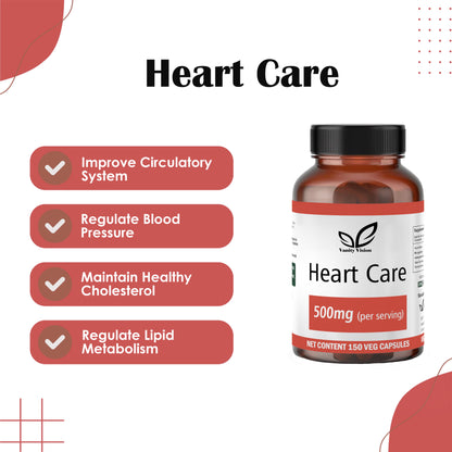 Heart Care 500mg Capsules –for Cardiovascular Health, Circulation, and Heart Function