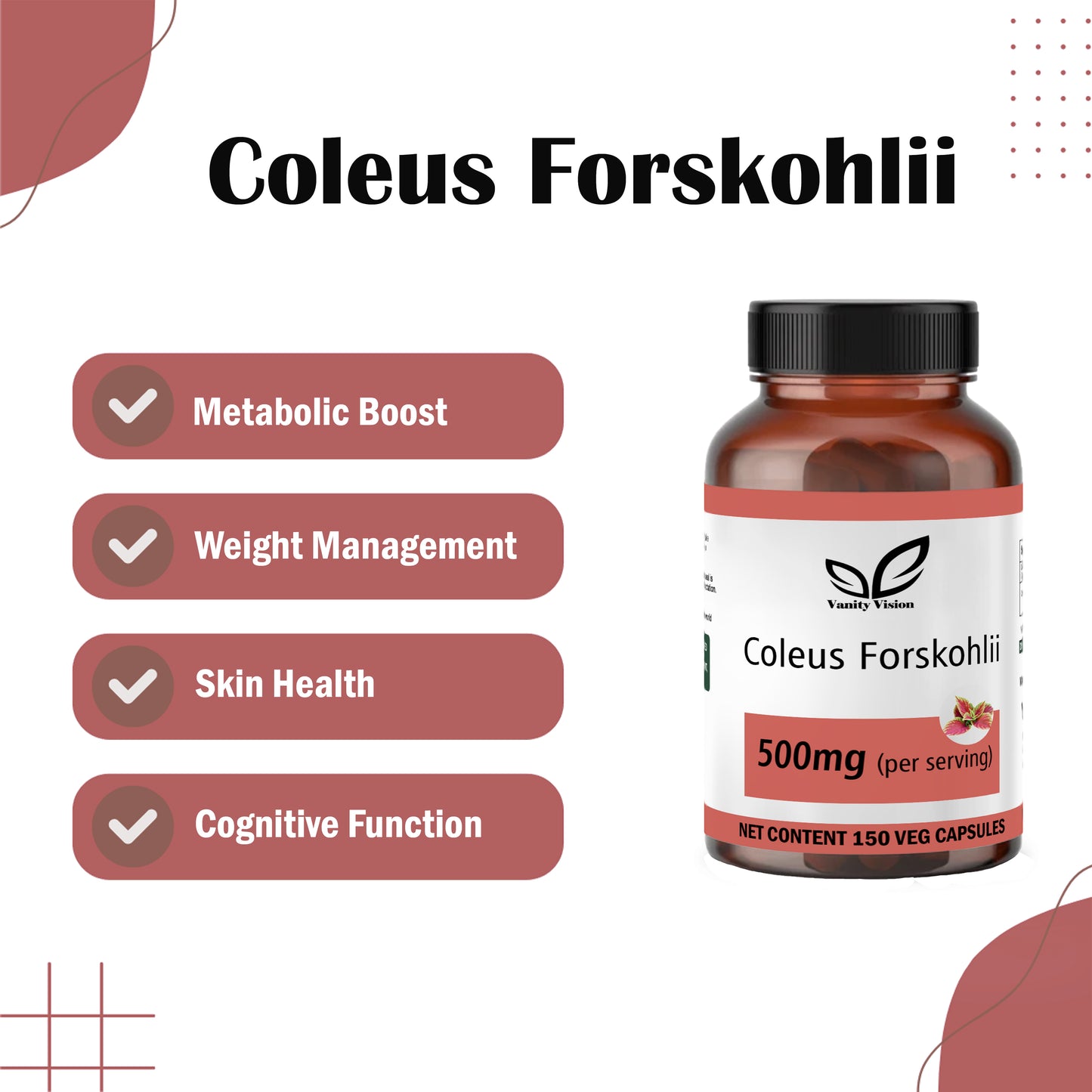 Coleus Forskohlii 500mg Capsules – Natural Weight Management and Metabolism Support