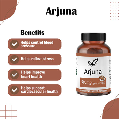 Arjuna 500mg Capsules – Natural Heart Health Supplement for Circulation, Blood Pressure, and Cardiovascular Support