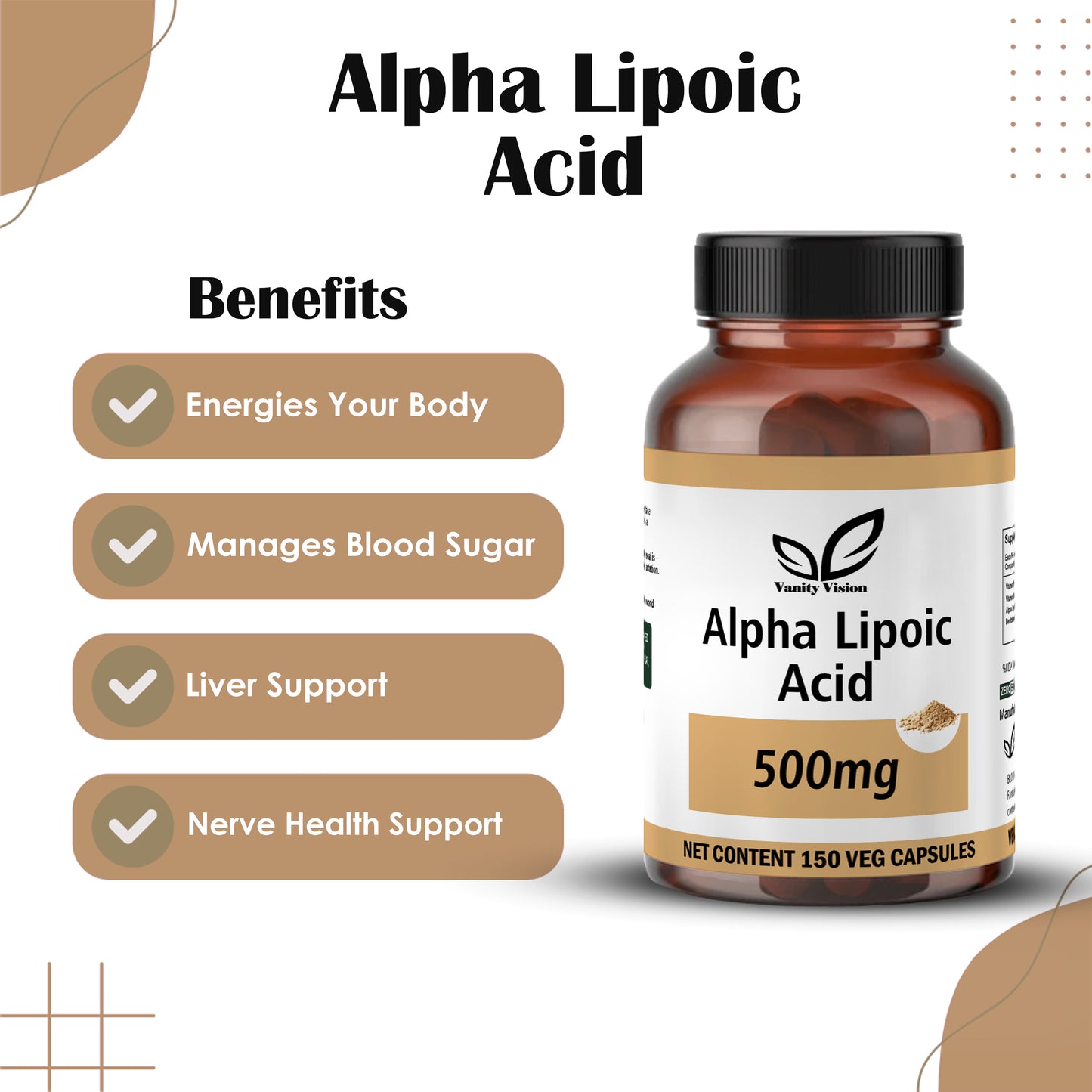 Alpha Lipoic Acid 500mg Capsules: Antioxidant-Rich Formula for General Wellness